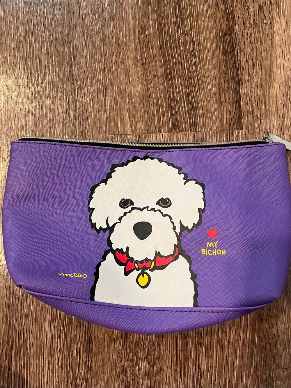 Marc Tetro "Love My Bichon" Purple Cosmetic Pouch